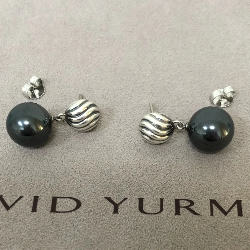 🔴Authentic DAVID YURMAN Vintage Hematite Drop Earrings 🔴♥️ - Picture 4 of 11